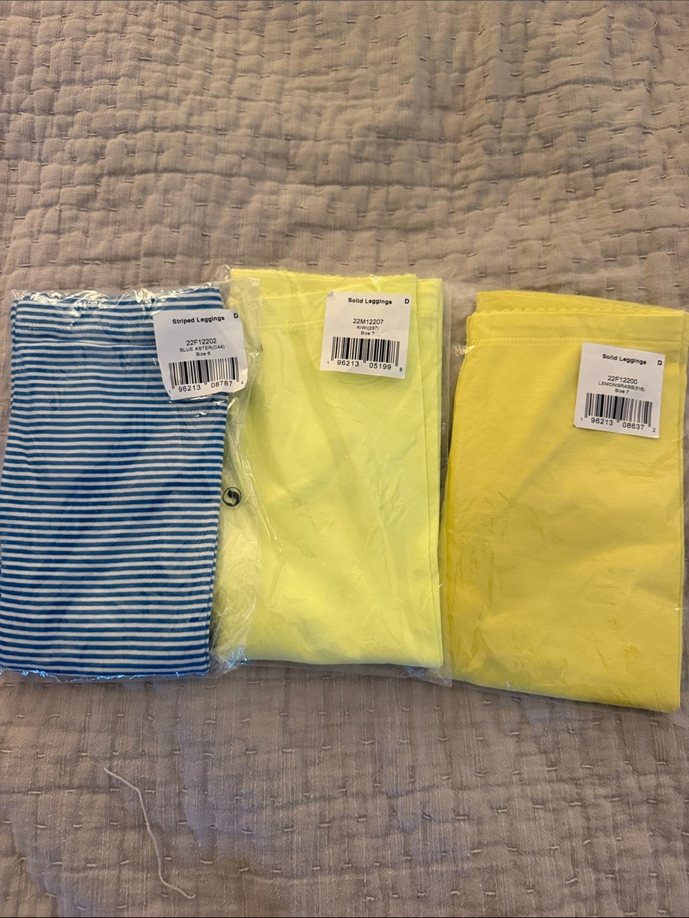 New in bag Tea Collection Kids Leggings - Blue Stripe and Yellow